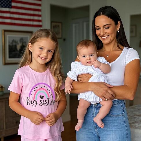 Big Sister Shirt Toddler Girls T-Shirt Promoted to Big Sister Clothes Outfit Announcement Tees Little Kids Top 2-7T in Kuwait