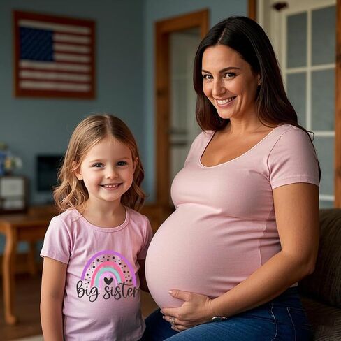 Big Sister Shirt Toddler Girls T-Shirt Promoted to Big Sister Clothes Outfit Announcement Tees Little Kids Top 2-7T in Kuwait