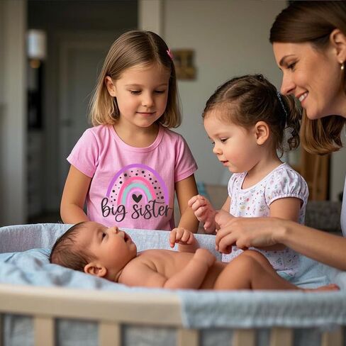 Big Sister Shirt Toddler Girls T-Shirt Promoted to Big Sister Clothes Outfit Announcement Tees Little Kids Top 2-7T in Kuwait