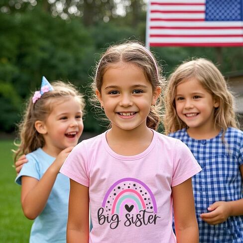 Big Sister Shirt Toddler Girls T-Shirt Promoted to Big Sister Clothes Outfit Announcement Tees Little Kids Top 2-7T in Kuwait