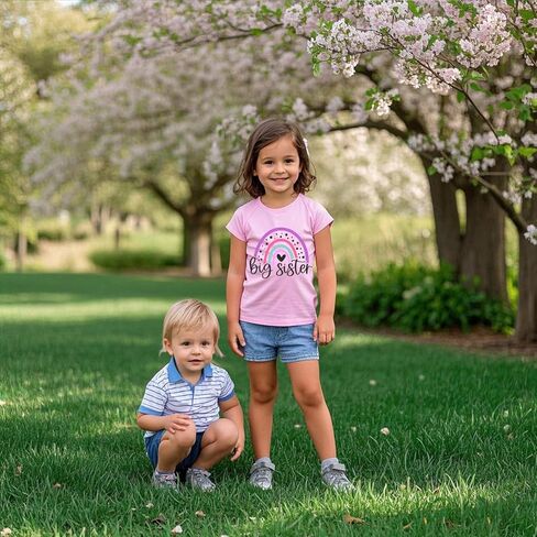 Big Sister Shirt Toddler Girls T-Shirt Promoted to Big Sister Clothes Outfit Announcement Tees Little Kids Top 2-7T in Kuwait