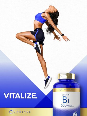 Carlyle Vitamin B1 | 250mg | 120 Caplets | Thiamin Mononitrate | Vegetarian, Non-GMO, and Gluten Free Supplement in Saudi Arabia
