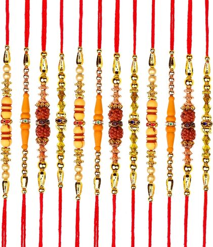 مجموعة من 12 Rakhi للأخ Hai Bhaiya Bhatija Bhabhi Raksha Bandhan Gift Rakhi Thread with Getting Card Gift Pack in Kuwait