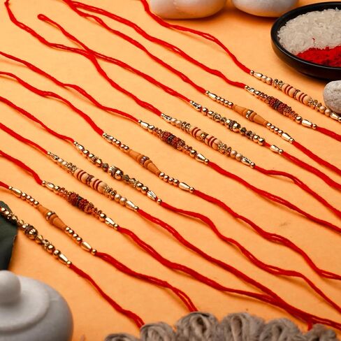 مجموعة من 12 Rakhi للأخ Hai Bhaiya Bhatija Bhabhi Raksha Bandhan Gift Rakhi Thread with Getting Card Gift Pack in Kuwait