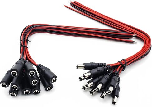 CENTROPOWER 20 Pcs DC Power Cable 5A 12v DC Power Plug Cord Male Connectors 2.1mm x 5.5mm, DC Pigtail Adapter Plug Socket Wire?for CCTV Security Camer in Saudi Arabia
