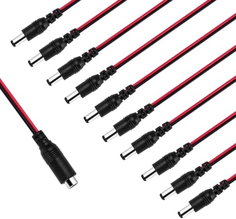 CENTROPOWER 20 Pcs DC Power Cable 5A 12v DC Power Plug Cord Male Connectors 2.1mm x 5.5mm, DC Pigtail Adapter Plug Socket Wire?for CCTV Security Camer in Saudi Arabia