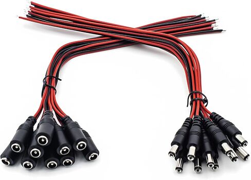 CENTROPOWER 20 Pcs DC Power Cable 5A 12v DC Power Plug Cord Male Connectors 2.1mm x 5.5mm, DC Pigtail Adapter Plug Socket Wire?for CCTV Security Camer in Saudi Arabia