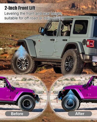 1" Front Coil Spring Spacer Set，Leveling Kit Compatible with Jeep Wrangler Gladiator JK JL JT 2007-2024 in Saudi Arabia