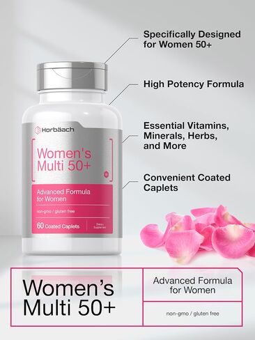 Horbäach Women's Multivitamin 50 Plus | 60 Coated Caplets | Advanced Vitamin Formula | Non-GMO & Gluten Free Supplement in Saudi Arabia