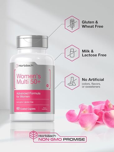 Horbäach Women's Multivitamin 50 Plus | 60 Coated Caplets | Advanced Vitamin Formula | Non-GMO & Gluten Free Supplement in Saudi Arabia