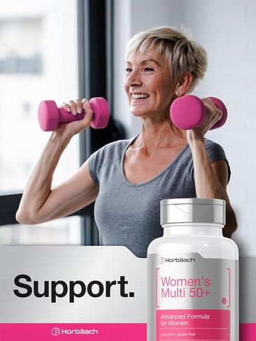 Horbäach Women's Multivitamin 50 Plus | 60 Coated Caplets | Advanced Vitamin Formula | Non-GMO & Gluten Free Supplement in Saudi Arabia