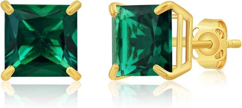 Amazon Essentials 10K Yellow Gold Princess cut Stud Earrings, 5mm/7mm (previously Amazon Collection) in Saudi Arabia