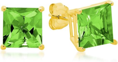 Amazon Essentials 10K Yellow Gold Princess cut Stud Earrings, 5mm/7mm (previously Amazon Collection) in Saudi Arabia