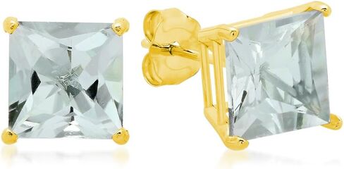 Amazon Essentials 10K Yellow Gold Princess cut Stud Earrings, 5mm/7mm (previously Amazon Collection) in Saudi Arabia