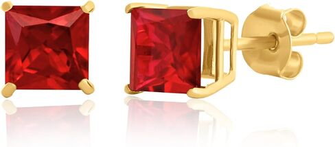 Amazon Essentials 10K Yellow Gold Princess cut Stud Earrings, 5mm/7mm (previously Amazon Collection) in Saudi Arabia