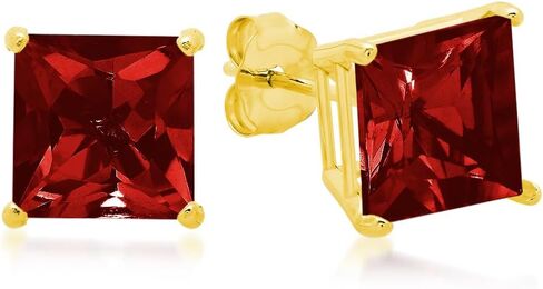 Amazon Essentials 10K Yellow Gold Princess cut Stud Earrings, 5mm/7mm (previously Amazon Collection) in Saudi Arabia
