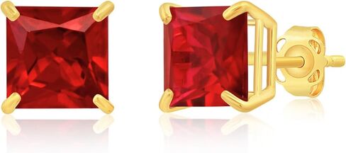 Amazon Essentials 10K Yellow Gold Princess cut Stud Earrings, 5mm/7mm (previously Amazon Collection) in Saudi Arabia