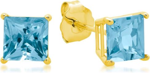 Amazon Essentials 10K Yellow Gold Princess cut Stud Earrings, 5mm/7mm (previously Amazon Collection) in Saudi Arabia