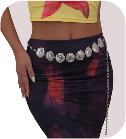 Silver Gold Big Shell Waist Chain Belt Bikini Waist Chains Jewelry Summer Beach Shell Waist Belly Chain Adjustable Metal Link Belly Belt for Women in Saudi Arabia