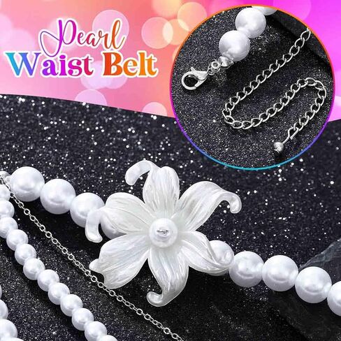 BODIY Pearl Waist Chain Belt Pearl Dress Chain Layered Waist Chain Summer Beach Body Accessories for Women in Saudi Arabia