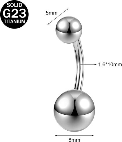 14G مكعب المجوهرات الزركونيا السرة ، ASTM F136 BELLY BELLY RING ، 6/8/10/12/14MM ملولب داخليًا طويلًا بارًا عزيزًا مسطحًا ، خاتم السرة الثقوب للنساء للنساء الذهب in Kuwait