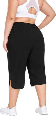 Foreyond Womens Plus Size Capris Pants Quick Dry Drain Lose Disual Pants مع جيوب 1XL-5XL in Kuwait
