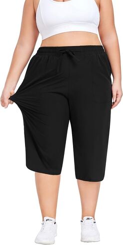 Foreyond Womens Plus Size Capris Pants Quick Dry Drain Lose Disual Pants مع جيوب 1XL-5XL in Kuwait