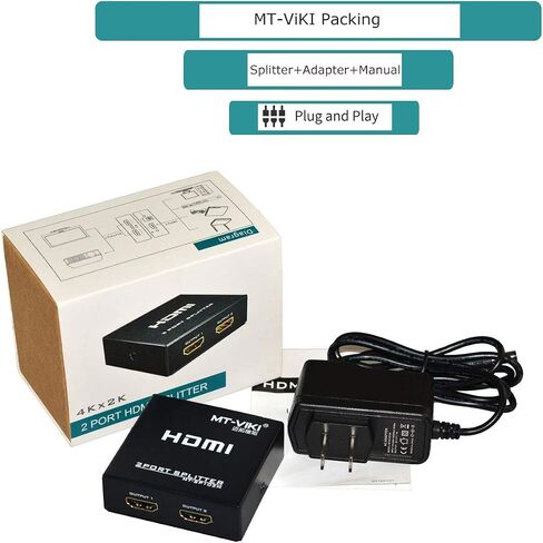 HDMI Splitter 1 in 4 Out, MT-ViKI 1x4 Power HDMI Splitter 4 Ports w/AC Adapter, 4Kx2K@30Hz 3D Full HD Distributor for PS4 Fire Stick HDTV in Saudi Arabia