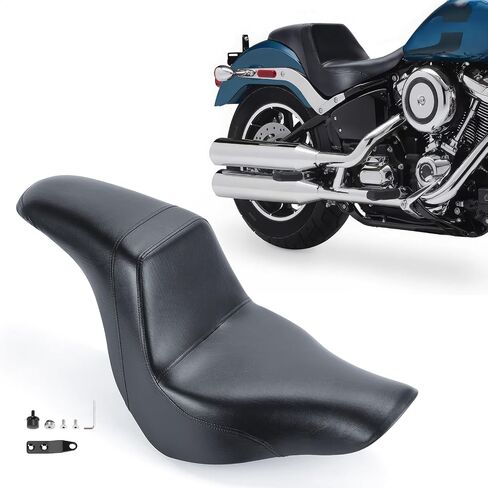 Motorcycle Two-up Seat, Driver+Passenger Seat Cushion, Stepped Type Fit for Harley Softail Low Rider FXLR FXLRS FXLRST 2018-2023 (Seat Black) in Saudi Arabia