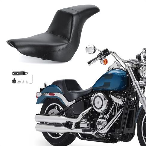 Motorcycle Two-up Seat, Driver+Passenger Seat Cushion, Stepped Type Fit for Harley Softail Low Rider FXLR FXLRS FXLRST 2018-2023 (Seat Black) in Saudi Arabia