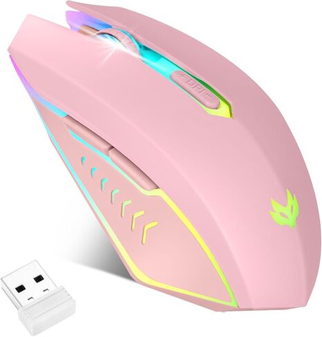 LuLabboard Wireless Gaming Mouse, Rechargeable Wireless Computer Mouse, LED Backlit, Ergonomic Mouse with 6 Silent Click Buttons, 3 Adjustable DPI Computer Wireless Mouse for Laptop,PC,Mac, Black in Saudi Arabia