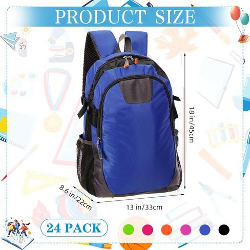 24 Pieces 17 Inch School Backpack Bulk Classic Student Bag Bulk for Back to School Supplies Donation, Charities in Saudi Arabia