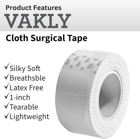 Cloth Medical First Aid Surgical Tape 1" x 10 Yards [Pack of 6 Rolls] Lightweight Breathable Silk-Like Microporous Self Adhesive Latex Free Hypoallergenic Bandage and Wound Dressing Tape (6) in Saudi Arabia