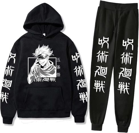 ACEFAST INC Cool Satoru Gojo Itadori Yuji Nobara Harajuku Anime Unisex Hoodie Pullovers Sweatpants 2 Pieces Set in Kuwait