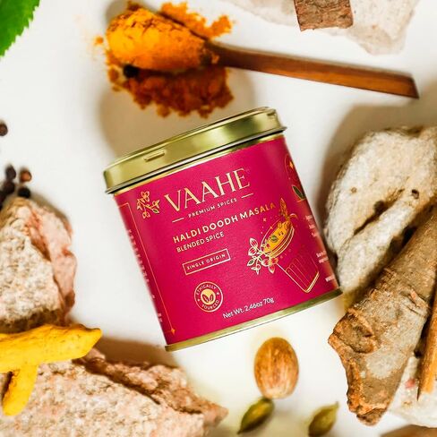 VAAHE Golden Milk Powder, Instant Turmeric Latte Mix- Ashwagandha, Turmeric, Black Pepper, Ginger Powder and more | Ayurvedic Superfood for Recovery, Relaxation, 2.47 Oz in Saudi Arabia