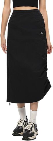 Women Cargo Skirt Casual Low Waist UPF 50+ Drawstring A-line Adjustable Long Skirt with Pockets SLD4M010 in Kuwait