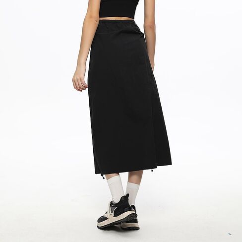 Women Cargo Skirt Casual Low Waist UPF 50+ Drawstring A-line Adjustable Long Skirt with Pockets SLD4M010 in Kuwait