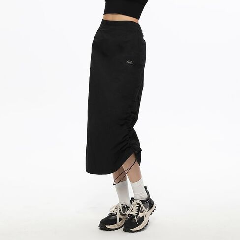 Women Cargo Skirt Casual Low Waist UPF 50+ Drawstring A-line Adjustable Long Skirt with Pockets SLD4M010 in Kuwait