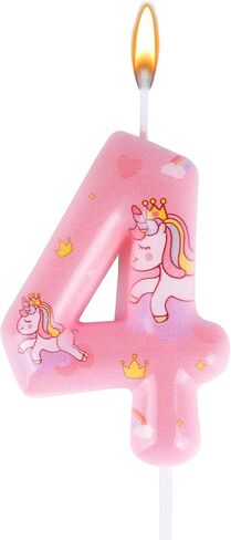 Unicorn Number 4 Candle,Birthday Candles,Numeral Cake Topper Pink Cute Birthday Decorations for Girls Party Supplies,Anniversary,Theme Party Favors in Kuwait