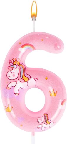 Unicorn Number 4 Candle,Birthday Candles,Numeral Cake Topper Pink Cute Birthday Decorations for Girls Party Supplies,Anniversary,Theme Party Favors in Kuwait