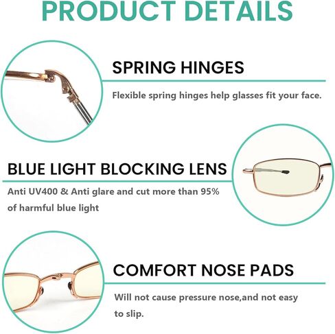 Eyekepper 3-pack Readers مستطيلة الربيع معبد كبير نظارات القراءة المعدنية للرجال الأسود +1.5 in Kuwait