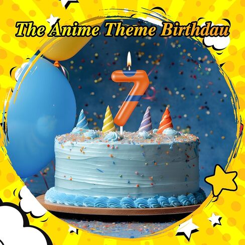 Mtlee Dragon Anime Candle Birthday Party Cake Dragon Cake Topper Orange مع حزام أزرق لمستلزمات حفلات عيد الميلاد تحت عنوان أنيمي (8) in Saudi Arabia