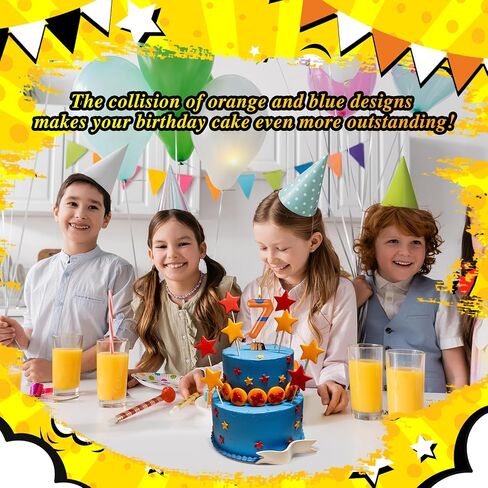 Mtlee Dragon Anime Candle Birthday Party Cake Dragon Cake Topper Orange مع حزام أزرق لمستلزمات حفلات عيد الميلاد تحت عنوان أنيمي (8) in Saudi Arabia