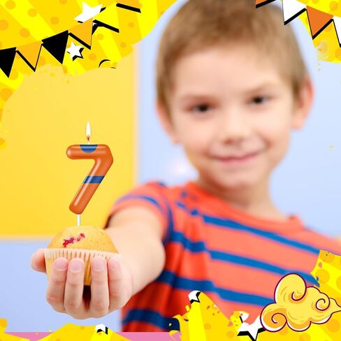 Mtlee Dragon Anime Candle Birthday Party Cake Dragon Cake Topper Orange مع حزام أزرق لمستلزمات حفلات عيد الميلاد تحت عنوان أنيمي (8) in Saudi Arabia