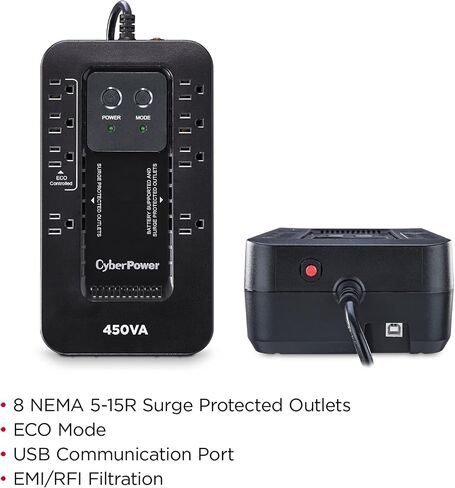 CyberPower EC850LCD Ecologic UPS Battery Backup and Surge Protector | 850VA/510W, 12 Outlets, ECO Mode, Compact, UL Certified in Kuwait