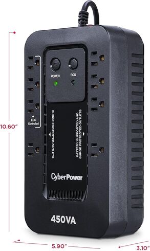 CyberPower EC850LCD Ecologic UPS Battery Backup and Surge Protector | 850VA/510W, 12 Outlets, ECO Mode, Compact, UL Certified in Kuwait