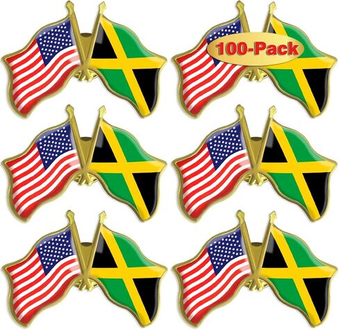 6/12/50/100 Pack -American Jamaica Jamaican Friendship Flag Pins -1.5 " in Kuwait