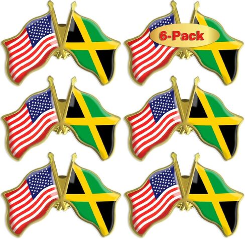 6/12/50/100 Pack -American Jamaica Jamaican Friendship Flag Pins -1.5 " in Kuwait