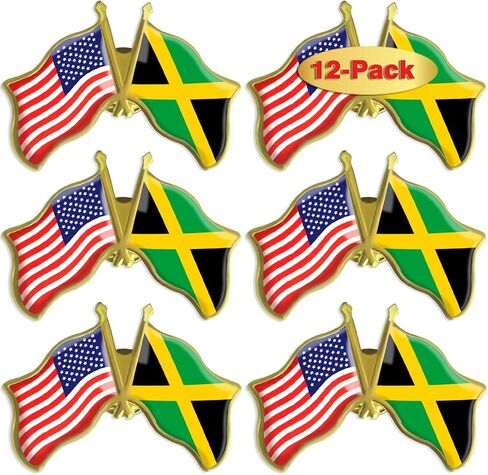 6/12/50/100 Pack -American Jamaica Jamaican Friendship Flag Pins -1.5 " in Kuwait