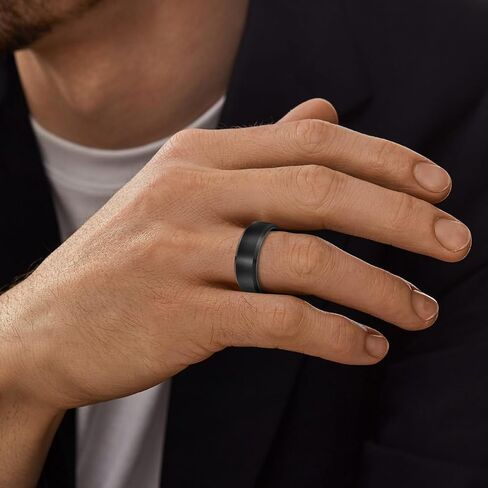 Classic Wedding Bands for Men 8mm Black Tungsten Carbide Rings, Anti-Scracth and Durable, Beveled Polished Edge for Comfortable Fit in Saudi Arabia